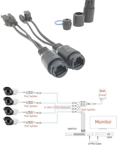 V-Fiabilidad POE كابل الطاقة السلبية عبر كابل محول إيثرنت POE الفاصل حاقن وحدة إمدادات الطاقة 12-48 فولت لكاميرا CCTV IP in Kuwait