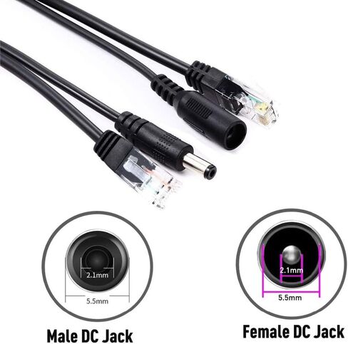 V-Fiabilidad 5 أزواج من حاقن PoE السلبي ومجموعة كابل مقسم PoE مع مقبس أسطواني 2.1x 5.5 مم DC، كابل محول الطاقة عبر إيثرنت RJ45 وحدة إمداد الطاقة 12-48 فولت لكاميرا IP in Kuwait