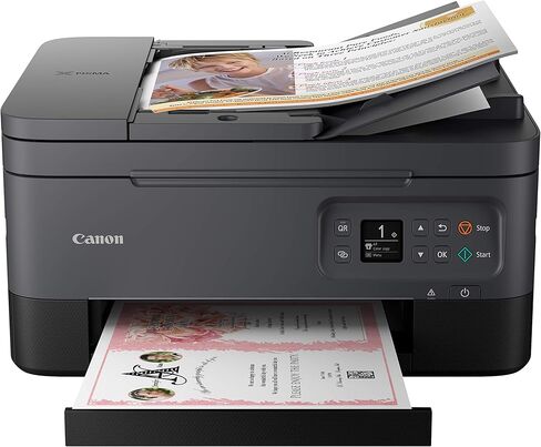 طابعة Canon PIXMA TR7020a الكل في واحد لاسلكية نافثة للحبر ملونة، مع طباعة مزدوجة، طباعة متنقلة، ووحدة تغذية تلقائية للمستندات، أسود، تعمل مع Alexa in Kuwait