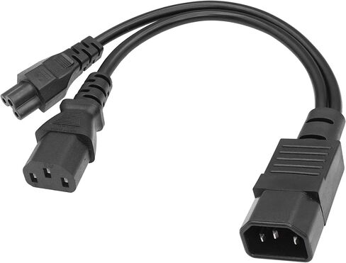 C14 to C5+C13 Y Splitter YACSEJAO 10A/250V IEC 320 C14 Male to C13+C5 Female Power Splitter Adapter Cable(1FT/30CM) in Saudi Arabia