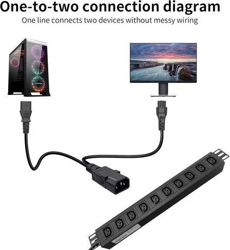 C14 to C5+C13 Y Splitter YACSEJAO 10A/250V IEC 320 C14 Male to C13+C5 Female Power Splitter Adapter Cable(1FT/30CM) in Saudi Arabia