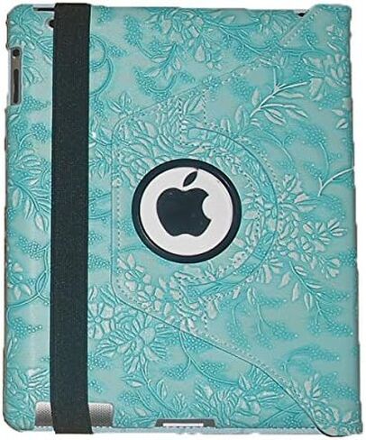 Case for iPad Mini 1 2 3, Rotating Stand Smart Case Cover Magnetic Auto Wake Up/Sleep for A1432 A1454 A1455 A1489 A1490 A1491 A1599 A1600 A1601 (Blue Purple Flower) in Kuwait