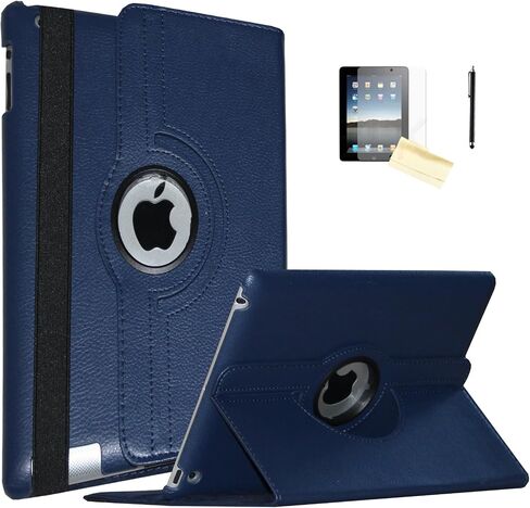 Case for iPad Mini 1 2 3, Rotating Stand Smart Case Cover Magnetic Auto Wake Up/Sleep for A1432 A1454 A1455 A1489 A1490 A1491 A1599 A1600 A1601 (Blue Purple Flower) in Kuwait