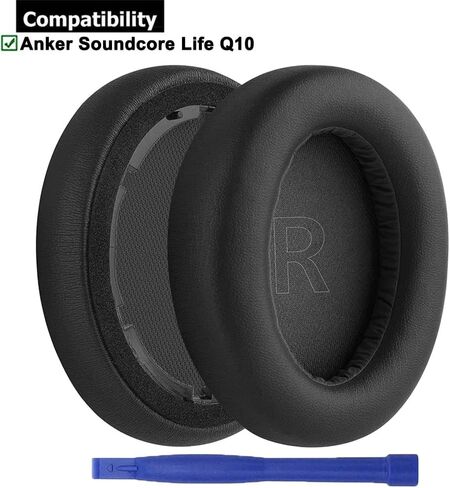 Q10 Ear Pads, 1Par Protein Leather Replacement Earpads Ear Pads Cushion Repair Parts for Anker Soundcore Life Q10 Q10 BT Headphones Headsets (Blue/Orange) in Saudi Arabia
