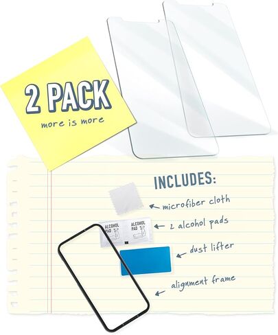 واقي شاشة Smartish لهاتف iPhone 12/12 Pro - ورق Tuff - زجاج مقسى مقاوم للخدش مع أداة محاذاة - عبوة شفافة من قطعتين in Kuwait