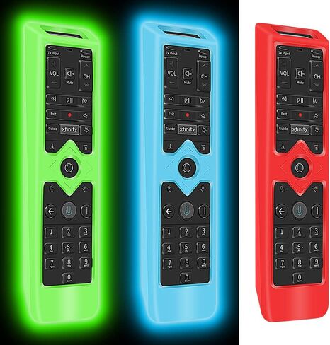 3Pcs Protective Case Covers Skin for Xfinity Remote Control,Silicone Case Skin Sleeve for XFinity Comcast XR15 Voice Remote,[Thicken Layer]Shockproof Remote Battery Back Covers-Glowblue+Glowgreen+Red in Kuwait