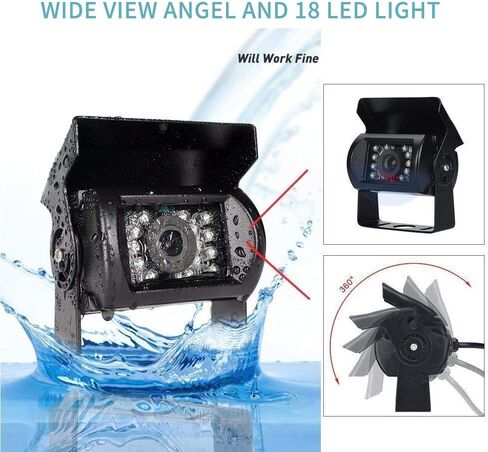 Backup Camera Hard Wired Backup Camera 9'' Quad Split Screen HD Rear Backup Camera Monitor System, Waterproof IR Night Vision Backup Camera for Trucks,Trailer Heavy,Box,RV,Camper Bus Rearview Camera in Kuwait