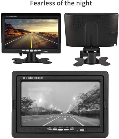 Backup Camera Hard Wired Backup Camera 9'' Quad Split Screen HD Rear Backup Camera Monitor System, Waterproof IR Night Vision Backup Camera for Trucks,Trailer Heavy,Box,RV,Camper Bus Rearview Camera in Kuwait