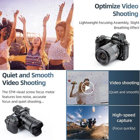 عدسة رئيسية بفتحة كبيرة Z-Mount AF 24 مم F1.8 عدسة صورة بإطار كامل متوافقة مع كاميرا نيكون Z5، Z50، Z6، Z6II، Z7، Z7II، ZFC، Z30، Z9 أسود in Kuwait