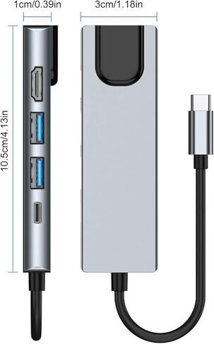قاعدة شحن USB C 5 في 1، محول كوفي Type C الى HDMI، ايثرنت RJ45، 4K HDMI، 100 واط، 2 USB 3.0 متوافقة مع اجهزة ماك بوك برو / اير واجهزة النوع سي in Kuwait