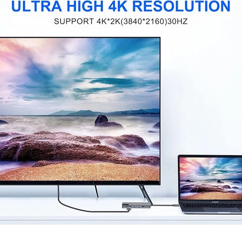 قاعدة شحن USB C 5 في 1، محول كوفي Type C الى HDMI، ايثرنت RJ45، 4K HDMI، 100 واط، 2 USB 3.0 متوافقة مع اجهزة ماك بوك برو / اير واجهزة النوع سي in Kuwait