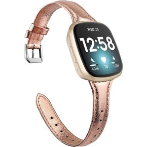 Moolia متوافق مع Fitbit Versa 4/Versa 3/Sense 2/Sense Band للنساء، حزام نحيف، سوار معصم بديل من الجلد الأصلي المحبب للنساء لساعة Versa 4/Versa 3، أسود in Kuwait