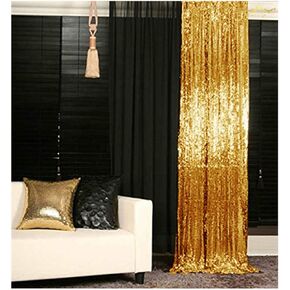 Sequin Backdrop 4x10ft Shiny Gold Sequin Curtains 2 Panels Glitter Backdrop Curtains for Parties Photography Background M0511… in Kuwait