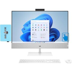 كمبيوتر مكتبي HP Pavilion الكل في واحد بشاشة لمس 27 بوصة FHD IPS (AMD Ryzen 7 5825U 8-Core، ذاكرة الوصول العشوائي 32 جيجابايت، 512 جيجابايت PCIe SSD + 1 تيرابايت HDD (2.5)، AMD Radeon، WiFi 6، BT 5.2، Win 11P) حزمة مع /DKZ المحور in Saudi Arabia
