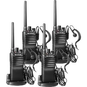 Rechargeable Long Range Two-Way Radios with Earpiece 4 Pack Arcshell AR-7 Walkie Talkies Li-ion Battery and Charger Included