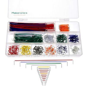 مجموعة أسلاك التوصيل النحاسية النقية 560 قطعة من Makeronics | أسلاك لوح تجارب بدون لحام مع 14 طولًا متنوعًا لدوائر اللحام | إلكترونيات | اردوينو أو راسبيري باي in Kuwait