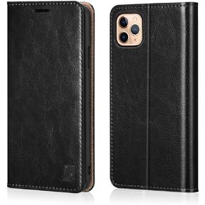 Belemay iPhone 11 Pro Wallet Case, iPhone 11 Pro Case, [Genuine Cowhide Leather Case] Slim Folio Book Flip Cover Card Holder Slots, Kickstand, Cash Pockets Compatible iPhone 11 Pro (5.8-inch), Blue