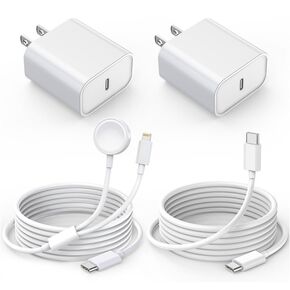 Apple Watch Charger[Apple MFi Certified]6FT Upgraded 2 in 1 iPhone and iWatch Magnetic Fast Charging Cable,USB C to C Cord with 20W Fast PD Adapter[2PK]for Apple Watch Series 9/8/7,iPhone 15/14,iPad in Kuwait