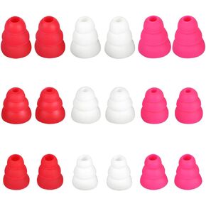 Triple Flange Eartips Soft Silicone Replacement Earbud Tips Fit for Inner Hole from 4mm - 5.1mm Earphones 9 Pairs S/M/L White