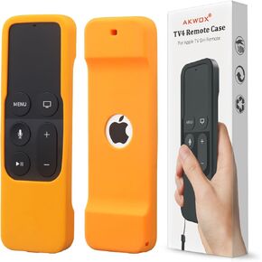 Remote Case for Apple Tv 4th/4K 5th Generation, Akwox Light Weight [Anti Slip] Shock Proof Silicone Remote Cover Case with Lanyard (Orange)-not for New Apple 4k TV Series 6th Gen 2021