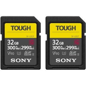 Sony 32GB UHS-II Tough G-Series SD Card with Read speeds up to 300MB/s, and Write speeds up to 299MB/s - Waterproof and Dustproof (2-Pack) in Kuwait