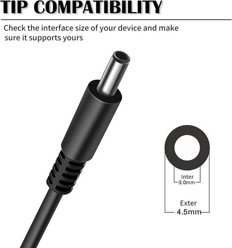 65W AC محول لديل انسبايرون 13 15 17 سلسلة 15 3551 3552 3558 5555 5567 5558 5559 5755 5758 7558 7568 7569 7579 13 5378 7347 7348 7352 17 5755 575 8 5759 سلك إمداد الطاقة - ضمان لمدة 12 شهرًا in Kuwait