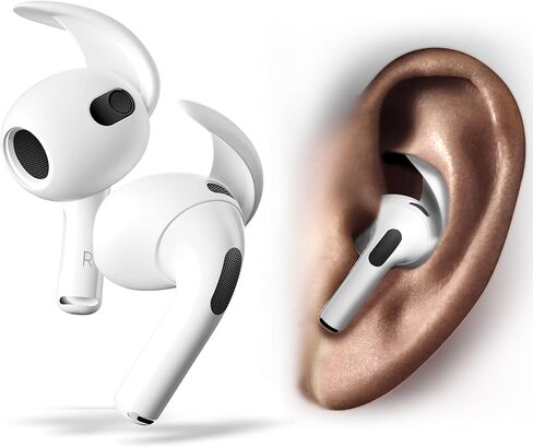 PZOZ زوجان من خطافات الأذن AirPods 3، أغطية خطافات أذن من السيليكون مضادة للانزلاق، ملحقات أطراف الأذن المتوافقة مع Apple AirPods الجيل الثالث (غير مناسبة لعلبة الشحن) (أبيض) in Kuwait