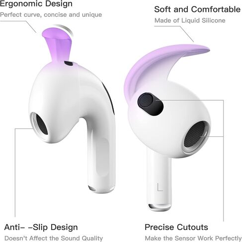 PZOZ زوجان من خطافات الأذن AirPods 3، أغطية خطافات أذن من السيليكون مضادة للانزلاق، ملحقات أطراف الأذن المتوافقة مع Apple AirPods الجيل الثالث (غير مناسبة لعلبة الشحن) (أبيض) in Kuwait