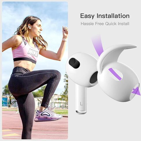 PZOZ زوجان من خطافات الأذن AirPods 3، أغطية خطافات أذن من السيليكون مضادة للانزلاق، ملحقات أطراف الأذن المتوافقة مع Apple AirPods الجيل الثالث (غير مناسبة لعلبة الشحن) (أبيض) in Kuwait