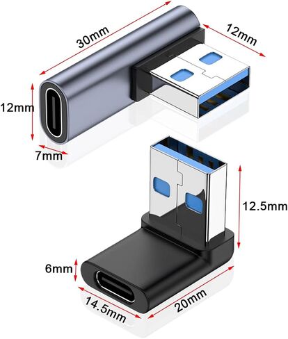 Right Angle USB A Male to USB C Female Adapter, USB to Type C Connector in Kuwait