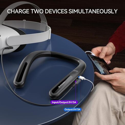 NEWDERY Battery Pack for Oculus Quest 2, 10000mAh Hanging Neck Power Bank for Extra 6-8H Playtime, PD Fast Charger for Meta Quest 1/2 / 3 / Pro, Pico 4/4 Pro, HTC Vive, PSVR 2 in Saudi Arabia