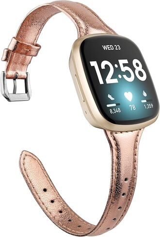 Moolia متوافق مع Fitbit Versa 4/Versa 3/Sense 2/Sense Band للنساء، حزام نحيف، سوار معصم بديل من الجلد الأصلي المحبب للنساء لساعة Versa 4/Versa 3، أسود in Kuwait