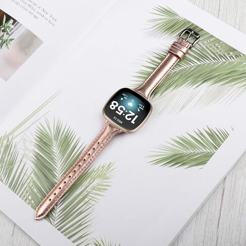 Moolia متوافق مع Fitbit Versa 4/Versa 3/Sense 2/Sense Band للنساء، حزام نحيف، سوار معصم بديل من الجلد الأصلي المحبب للنساء لساعة Versa 4/Versa 3، أسود in Kuwait