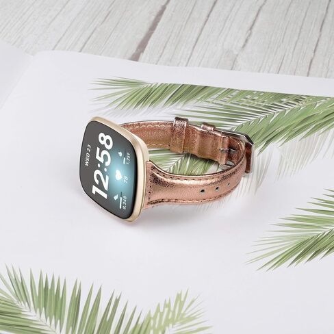 Moolia متوافق مع Fitbit Versa 4/Versa 3/Sense 2/Sense Band للنساء، حزام نحيف، سوار معصم بديل من الجلد الأصلي المحبب للنساء لساعة Versa 4/Versa 3، أسود in Kuwait