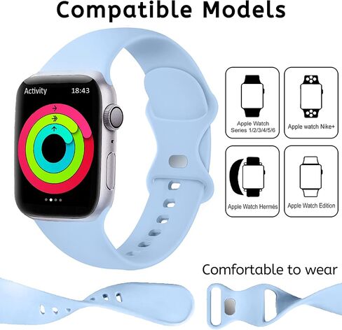 Blaspins لأساور ساعات Apple 41 مم 40 مم 38 مم، سوار معصم رياضي من السيليكون الناعم مع مشبك كلاسيكي لسلسلة iWatch SE 7 6 5 4 3 2 1 للنساء والرجال 38/40/41 مم - in Kuwait