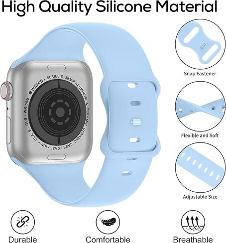 Blaspins لأساور ساعات Apple 41 مم 40 مم 38 مم، سوار معصم رياضي من السيليكون الناعم مع مشبك كلاسيكي لسلسلة iWatch SE 7 6 5 4 3 2 1 للنساء والرجال 38/40/41 مم - in Kuwait