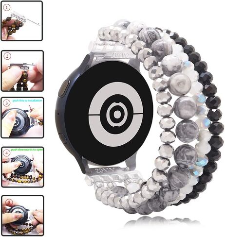 سوار KAI العلوي المطرز متوافق مع Samsung Galaxy Watch 4 Band/Watch 5 Band/Watch 6 Band 40mm 44mm، Galaxy Watch 6/Watch 4 Classic 42mm 46mm Band، 20mm Elastic Band لـ Galaxy Watch Active 2 Women in Saudi Arabia