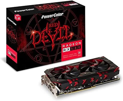 باوركلر AMD راديون RED RX 580 8GB GDDR5 1 × DL DVI-D / 1 × HDMI / 3 × بطاقة عرض مرئي (AXRX 580 8GBD5-3DH/OC) in Kuwait
