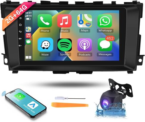 لسيارة Nissan Altima 2013 2014 2015 2016 2017 2018 Android Car Stereo مع Apple CarPlay Android Auto، podofo 9 بوصة تعمل باللمس وراديو بلوتوث مع HiFi Audio GPS Navi WiFi وكاميرا احتياطية (2G+64G) in Saudi Arabia