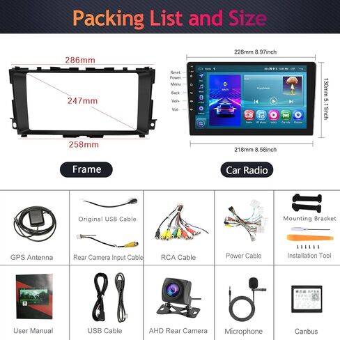 لسيارة Nissan Altima 2013 2014 2015 2016 2017 2018 Android Car Stereo مع Apple CarPlay Android Auto، podofo 9 بوصة تعمل باللمس وراديو بلوتوث مع HiFi Audio GPS Navi WiFi وكاميرا احتياطية (2G+64G) in Saudi Arabia