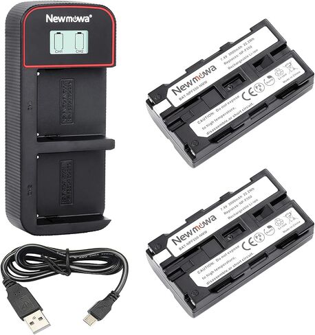 بطارية بديلة Newmowa NP-F550 (عبوتان) وشاشة LCD ذكية شاحن USB مزدوج لسوني NP-F550 وSony CCD-SC55 TR516 TR716 TR818 TR910 TR917 in Kuwait