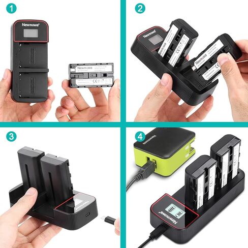 بطارية بديلة Newmowa NP-F550 (عبوتان) وشاشة LCD ذكية شاحن USB مزدوج لسوني NP-F550 وSony CCD-SC55 TR516 TR716 TR818 TR910 TR917 in Kuwait