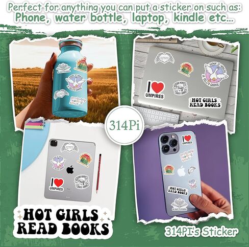 314PI (3 قطع) ملصق كتب للقراءة للفتيات الساخنة، ملصقات للقراءة، ملصقات مضحكة، ملصقات كتب لمساعد الماء، ملصق مقطوع للقالب لأجهزة الكمبيوتر المحمول والهاتف وزجاجة المياه ولوح التزلج، وهدايا ملصقات الكتب للأولاد والبنات البالغة، وملصقات القراءة، وملصقات كيند in Kuwait