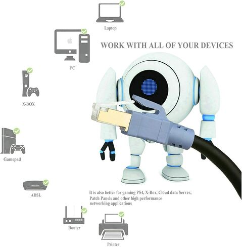 كابل شبكة الإنترنت Cat 8 بطول 3 أقدام، سرعة أعلى من كابل Cat 7، كابلات 26 AWG 40 جيجابت في الثانية 2000 ميجا هرتز SFTP Cat8 مع كابل شبكة LAN RJ45 للألعاب وXbox وPs4 وجهاز التوجيه والمودم (3 أقدام) in Kuwait