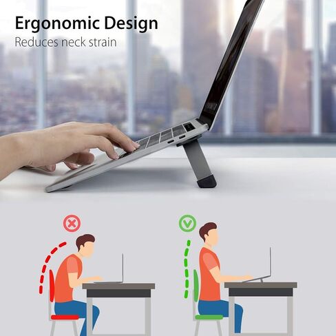 حامل تبريد للكمبيوتر المحمول من Neetto، حامل رفع مريح للكمبيوتر المحمول قابل للطي من الألومنيوم للمكتب والطاولة والسفر، متوافق مع MacBook Air Pro وDell XPS وHP وLenovo والمزيد من أجهزة الكمبيوتر المحمولة مقاس 10-15.6 بوصة - BS103 in Kuwait