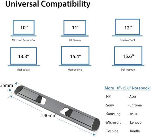 حامل تبريد للكمبيوتر المحمول من Neetto، حامل رفع مريح للكمبيوتر المحمول قابل للطي من الألومنيوم للمكتب والطاولة والسفر، متوافق مع MacBook Air Pro وDell XPS وHP وLenovo والمزيد من أجهزة الكمبيوتر المحمولة مقاس 10-15.6 بوصة - BS103 in Kuwait