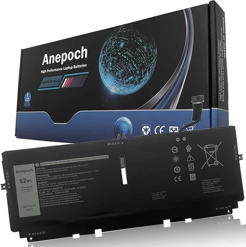 استبدال بطارية الكمبيوتر المحمول Anepoch 722KK لجهاز Dell XPS 13 9300 9310 9380 (إصدار 2020) P117G P117G002 P117G001 Series Notebook 0WN0N0 WN0N0 02XXFW 2XXFW FP86V 2ICP4/60/80-2 7.6V 52Wh 6500mAh in Kuwait