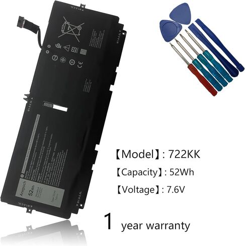 استبدال بطارية الكمبيوتر المحمول Anepoch 722KK لجهاز Dell XPS 13 9300 9310 9380 (إصدار 2020) P117G P117G002 P117G001 Series Notebook 0WN0N0 WN0N0 02XXFW 2XXFW FP86V 2ICP4/60/80-2 7.6V 52Wh 6500mAh in Kuwait