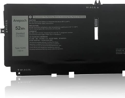 استبدال بطارية الكمبيوتر المحمول Anepoch 722KK لجهاز Dell XPS 13 9300 9310 9380 (إصدار 2020) P117G P117G002 P117G001 Series Notebook 0WN0N0 WN0N0 02XXFW 2XXFW FP86V 2ICP4/60/80-2 7.6V 52Wh 6500mAh in Kuwait