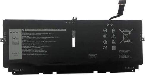 استبدال بطارية الكمبيوتر المحمول Anepoch 722KK لجهاز Dell XPS 13 9300 9310 9380 (إصدار 2020) P117G P117G002 P117G001 Series Notebook 0WN0N0 WN0N0 02XXFW 2XXFW FP86V 2ICP4/60/80-2 7.6V 52Wh 6500mAh in Kuwait